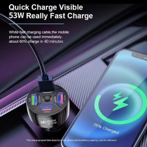 Zuidid P48 4 in 1 PD20W + QC3.0 Araç İçi Çakmaklık Hızlı Şarj Başlığı - Görsel 5