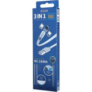 Remax RC169-TH 2.1 Amper 3in1 Manyetik Hızlı Şarj Kablosu 1.2 Metre - Micro / Type C / Lightning - Görsel 5