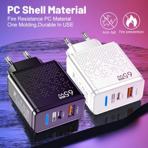 Zuidid GaN 65 W QC3.0 USB+PD Hızlı Şarj Adaptörü - Görsel 7
