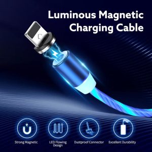 Zuidid LED Işıklı 3 Manyetik Uclu Şarj Kablosu 1 Metre - Görsel 3
