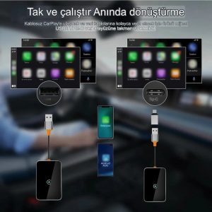 2 in 1 Wireless CarPlay Bluetooth Adaptör - Görsel 4