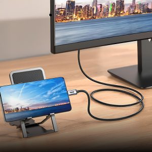 Phixi Force HD17 Lightning To HDMI 1080P Görüntü Aktarma Kablosu, 1.8m, Hasır Kablo - Görsel 3