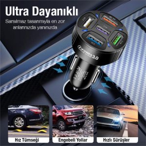 Zuidid Araç Hızlı Şarj 5 USB Portlu 3,1 A Çoklu Hızlı Şarj - Görsel 4
