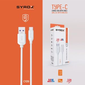 Syrox 3.0 A Type-C Hızlı Şarj ve Data Kablosu 1M/2M 3.0 A 18W - Görsel 3