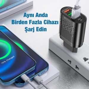 Zuidid 3 USB + Type-C Giriş 48W PD Hızlı Şarj Adaptörü - Görsel 6